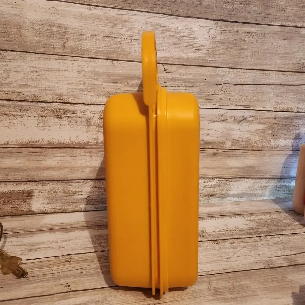 Vintage Tupperware Yellow Alphabet ABCs Stencil Case Lunch Box Storage Container